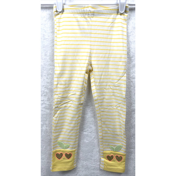The Children's Place Girls 4T Soft Pants Legging Sunshine Yellow/White Stripped - Picture 1 of 5